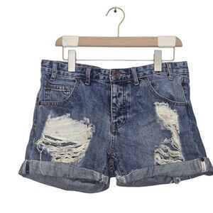 One By One Teaspoon X Size 27 Chargers Distressed Denim Shorts